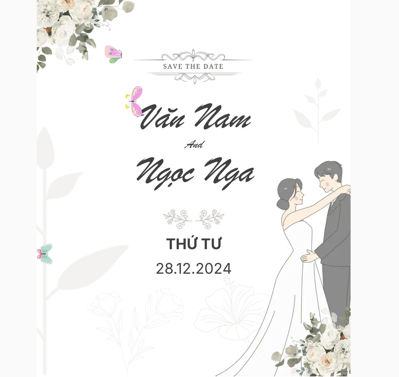 Thiệp cưới Online - Ngàn năm yêu thương - Trắng